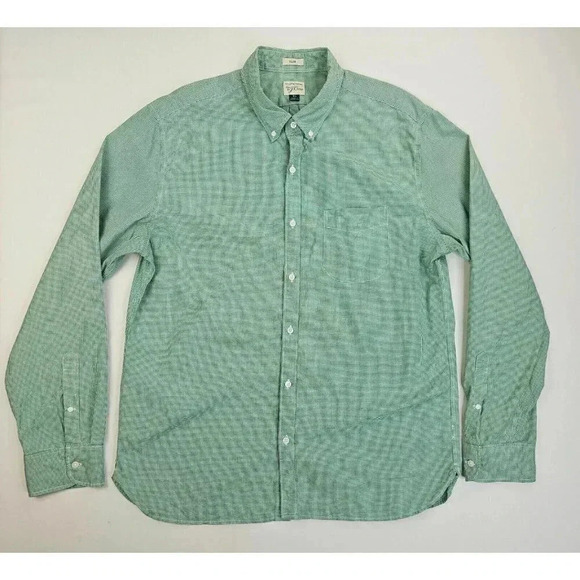 J. Crew Slim Size XL Green White Miniature Check Long Sleeve Button Down Cotton - Picture 1 of 11